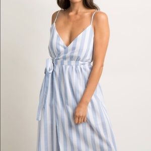 Light blue and white striped dress